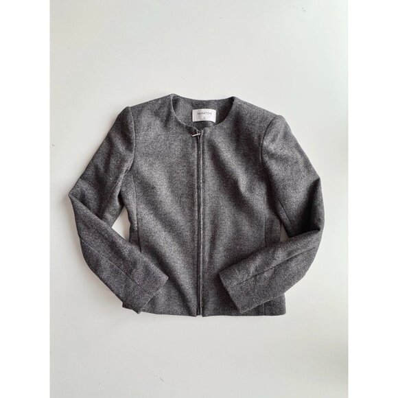 Aritzia BABATON Bowman Cohen Grey Wool Tweed 2 Piece Suit Jacket Pants, Size 0/2 - Picture 2 of 15